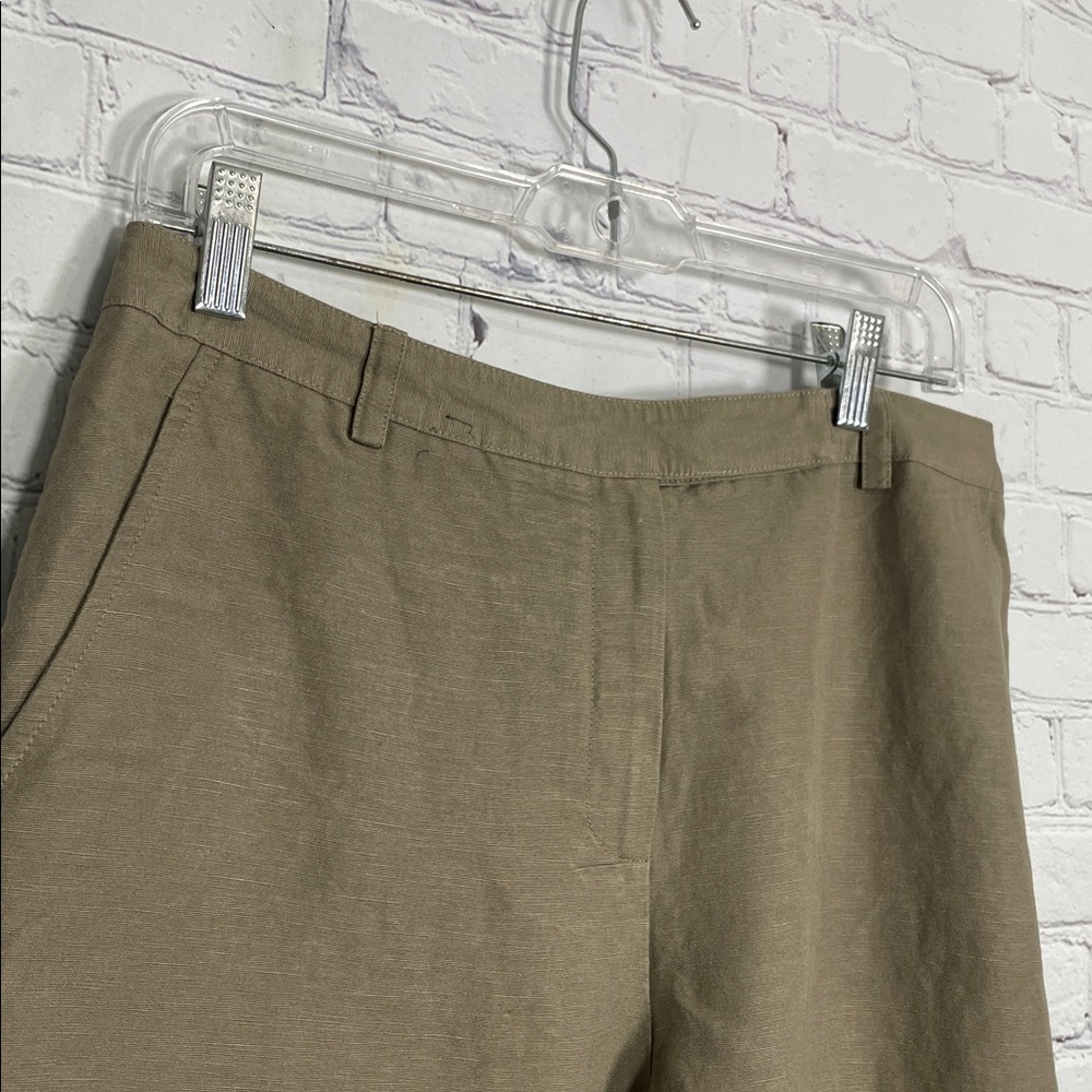 Kasper Women's Wide Leg Pants Trouser High Rise Khaki Causal Linen Blend 10 - Picture 2 of 11